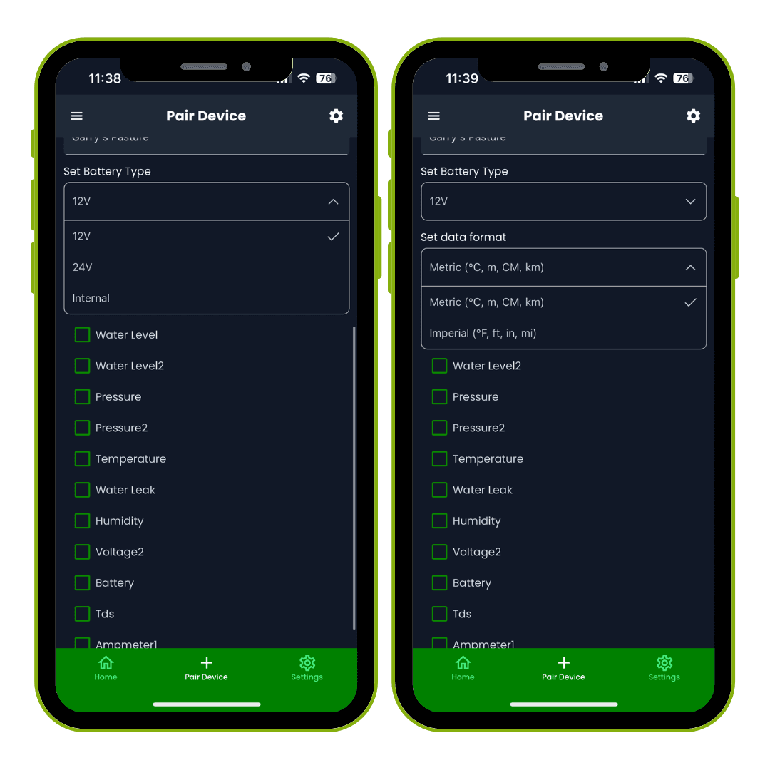 Battery Type and Data Format