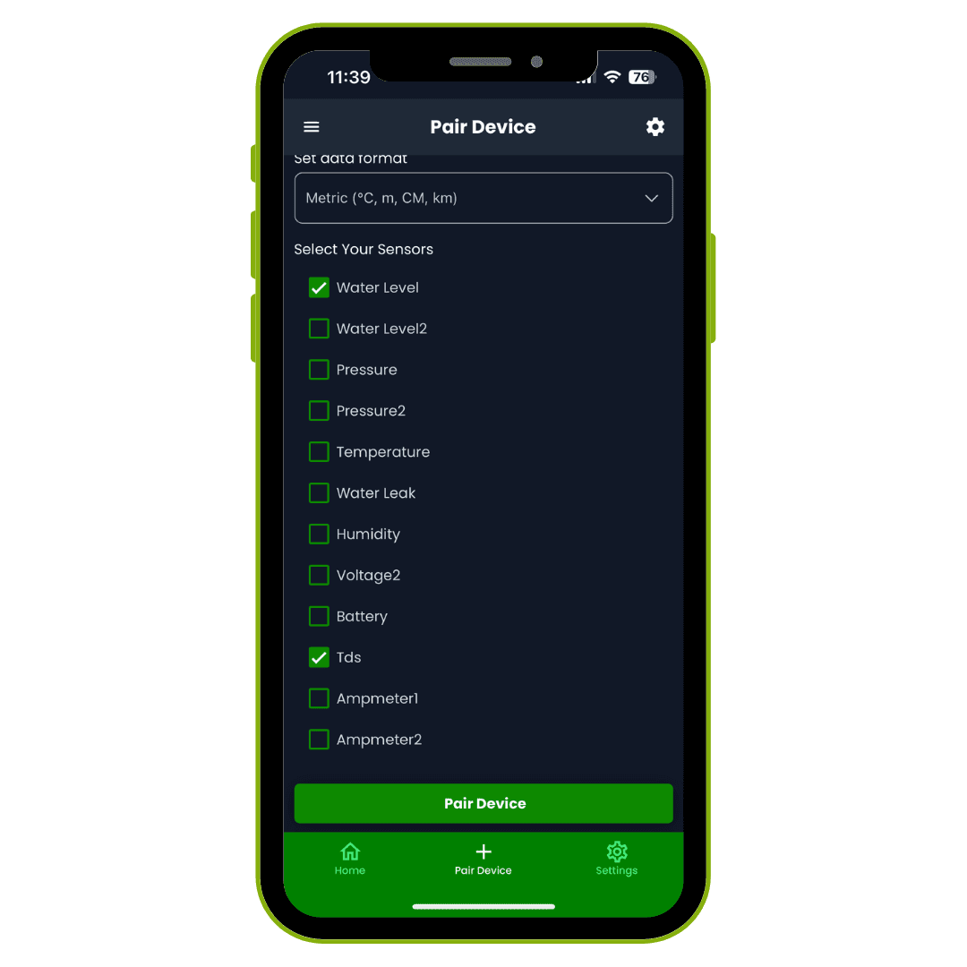Choose Sensors and Pair Device