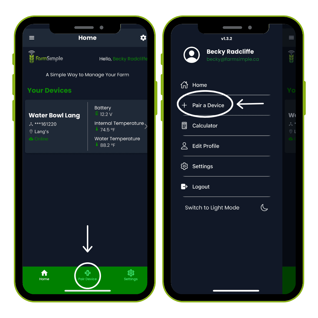 Pair a Device Button Locations