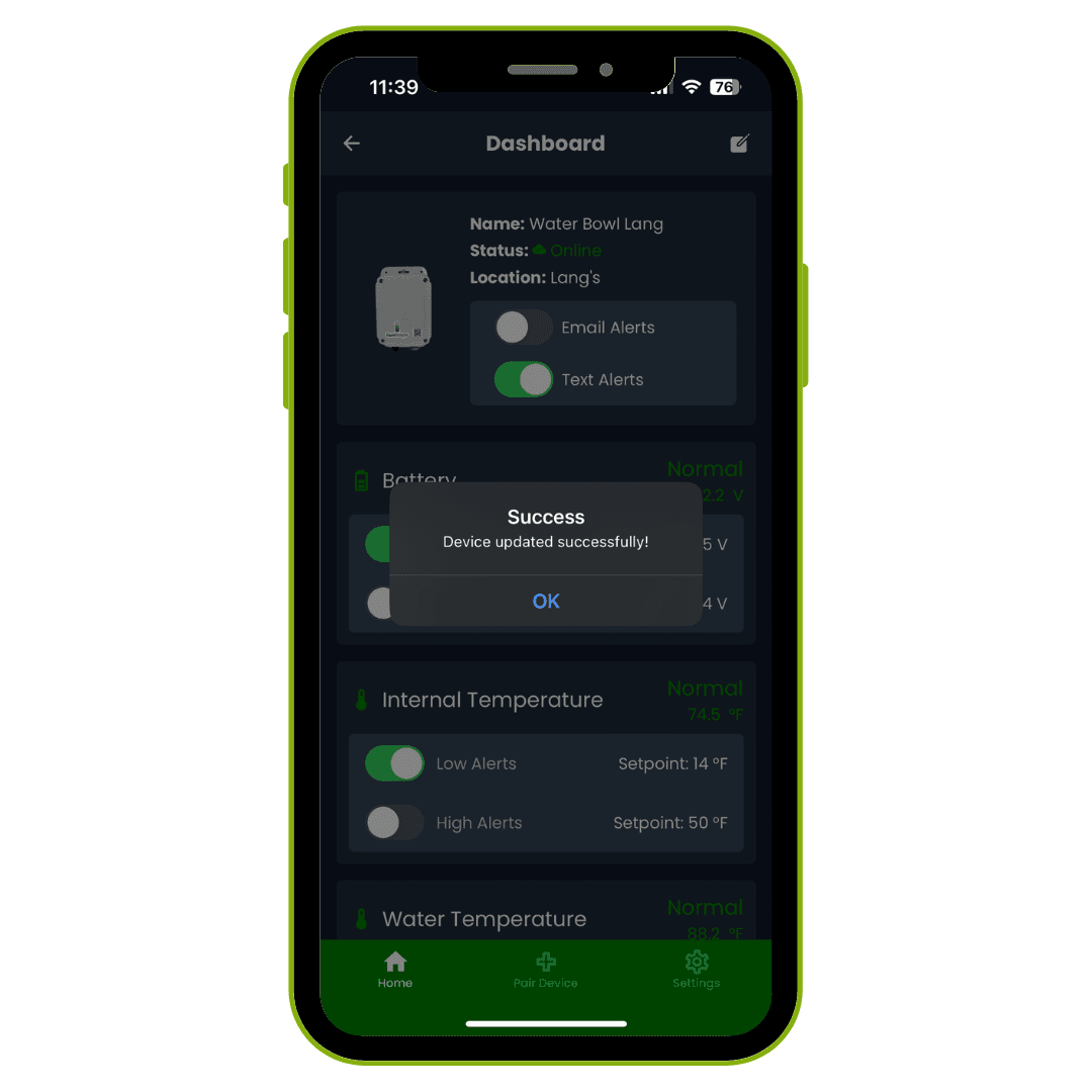 Settings Saved